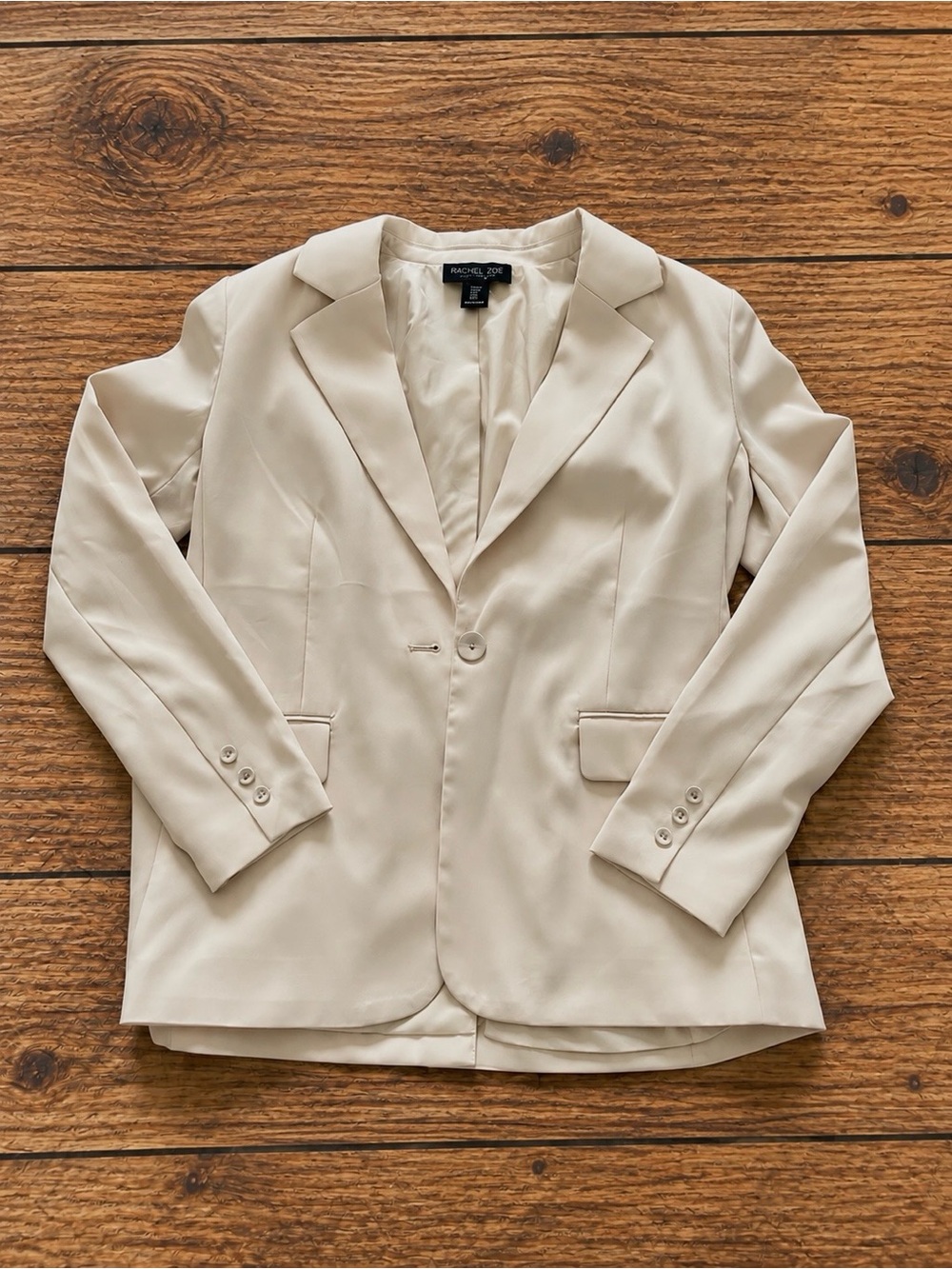 Rachel Zoe Cream Single-Button Tailored Blazer